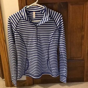 Lucy royal blue striped quarter zip. Small